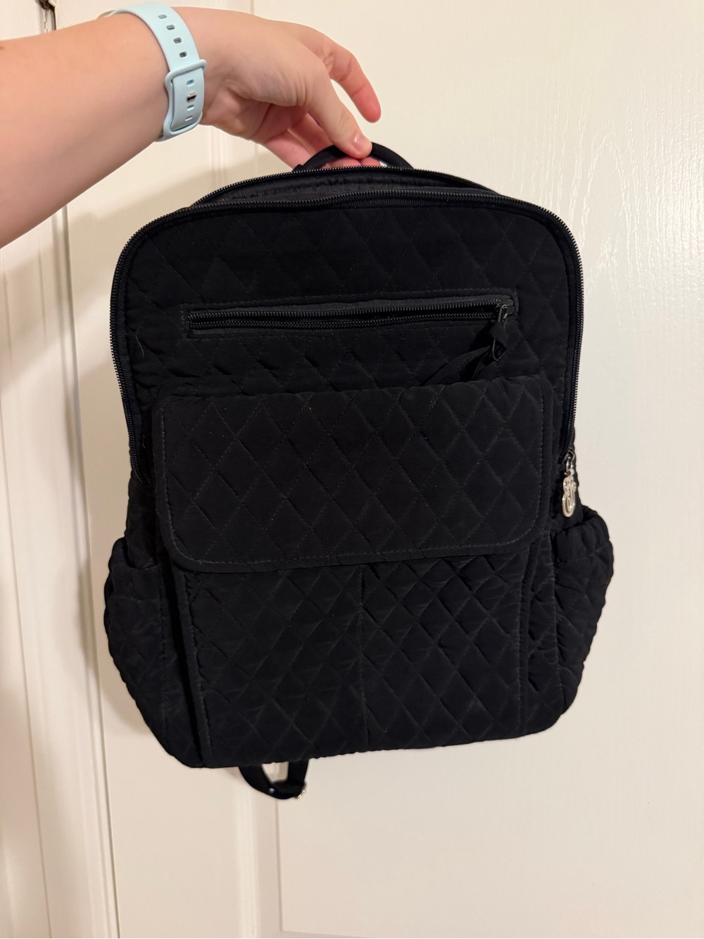 Vera Bradley Black Quilted Mini Backpack Travel Everyday Bag